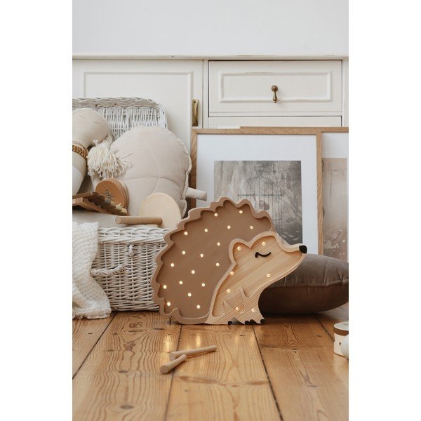 Rudos spalvos pušies medienos stalinis šviestuvas Little Lights Hedgehog, 30 cm ilgio-image-2
