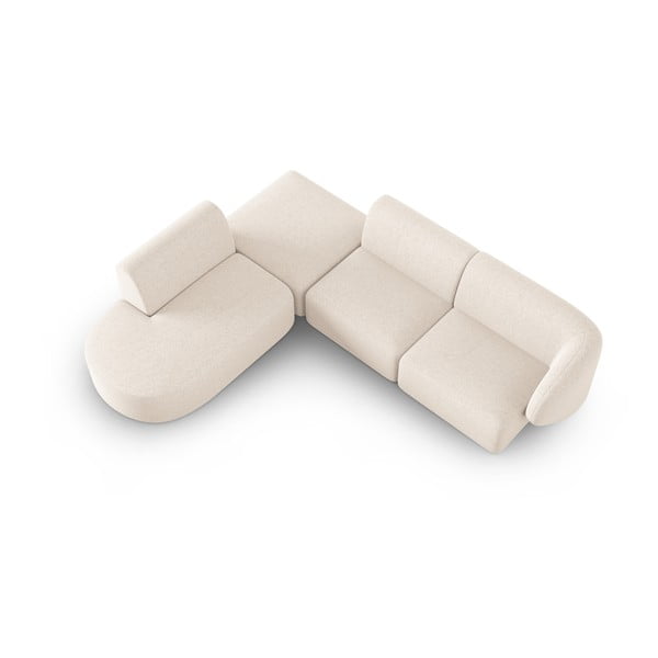 Smėlio spalvos iš šenilinio audinio kampinė sofa (su kairiuoju kampu/„L“ formos) Paolo – Milo Casa-image-1