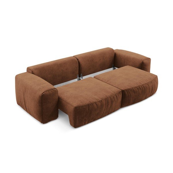 Terakotos spalvos sulankstoma sofa iš šenilinio audinio 275 cm Kuki – Makamii-image-4