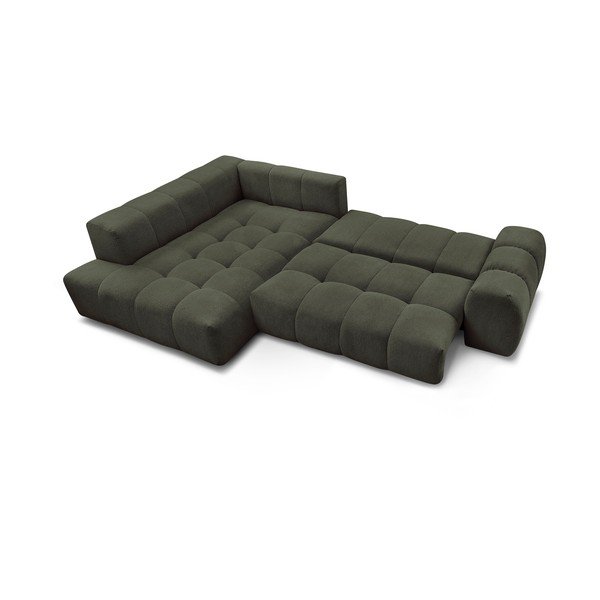 Žalios spalvos iš šenilinio audinio sulankstoma/su sandėliavimo vieta kampinė sofa (su kairiuoju kampu/„L“ formos) Everest – Bobochic Paris-image-4