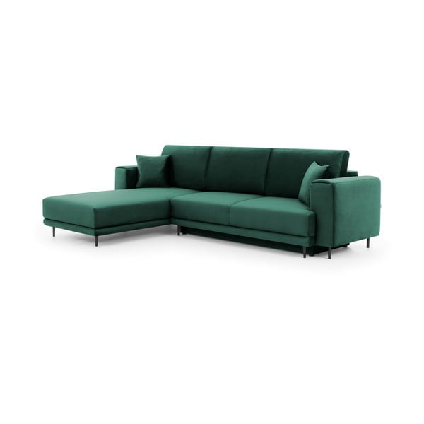 Žalios spalvos iš velveto sulankstoma/su sandėliavimo vieta kampinė sofa (su kairiuoju kampu/su gultu) Dalia – ELTAP-image-2