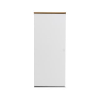Baltos spalvos komoda su vienomis durimis ir ąžuolinėmis kojomis bei 3 lentynomis Tenzo Dot, aukštis 95 cm
