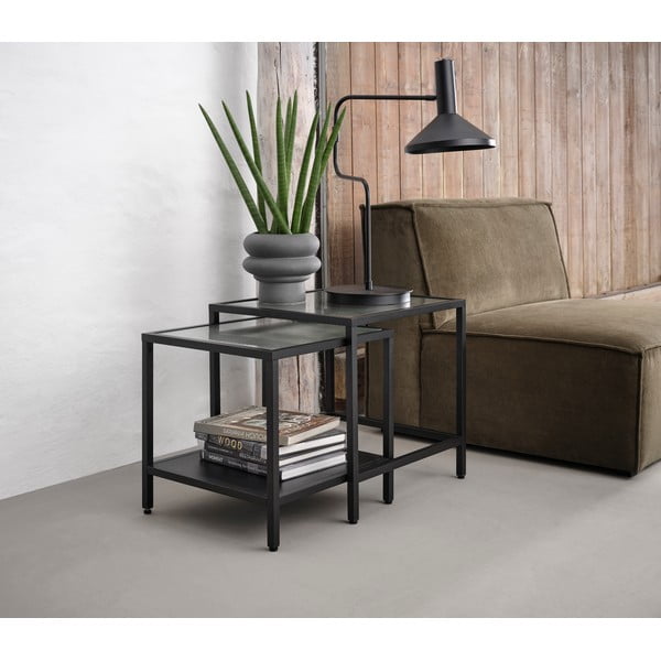 Šoniniai stalai iš stiklo 2 vnt. 50x50 cm Bronco – Unique Furniture-image-1