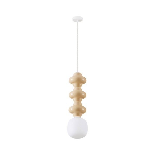 Baltos spalvos/kreminės spalvos iš keramikos kabantis šviestuvas ø 18 cm su stiklo gaubtu Clio – Nova Luce