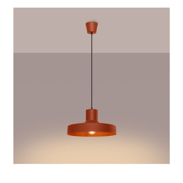 Oranžinės spalvos kabantis šviestuvas su metaliniu gaubtu Vito – Sollux-image-4