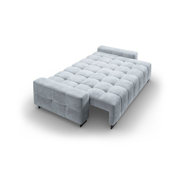 Šviesiai mėlynos spalvos iš velveto sulankstoma/su sandėliavimo vieta sofa 250 cm Wicklow – Cosmopolitan Design-image-4