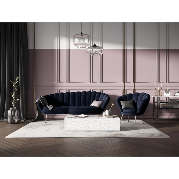 Tamsiai mėlyna aksominė asimetriška sofa Interieurs 86 Varenne, 224 cm-image-1