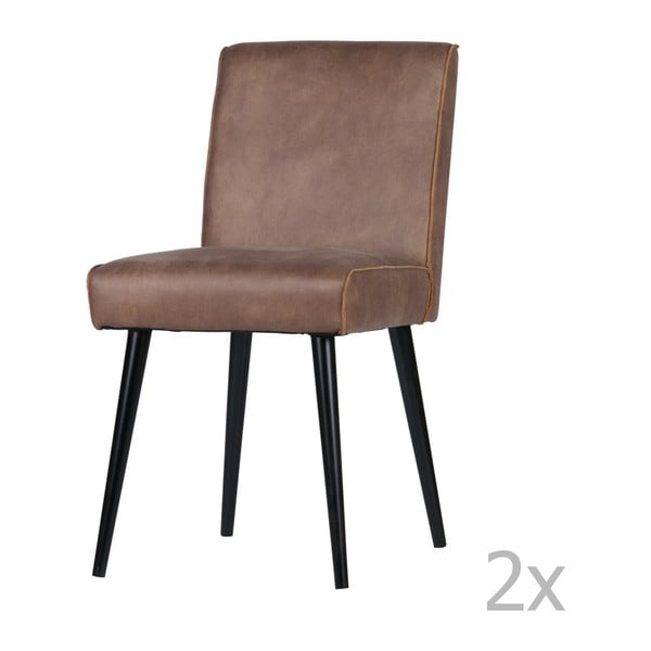 2 šviesiai rudos spalvos odinių kėdžių komplektas BePureHome Revolution