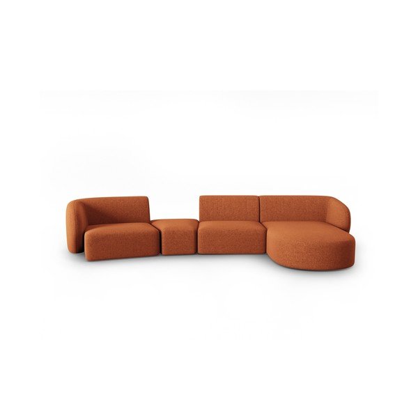 Terakotos spalvos iš šenilinio audinio kampinė sofa (su dešiniuoju kampu/su gultu) Paolo – Milo Casa