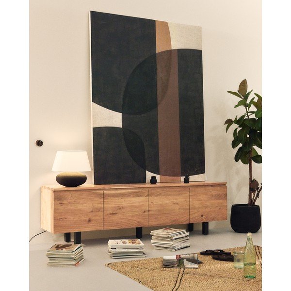 Natūralios spalvos iš akacijos masyvo TV spintelė 200x58x40 cm Uxue – Kave Home-image-1