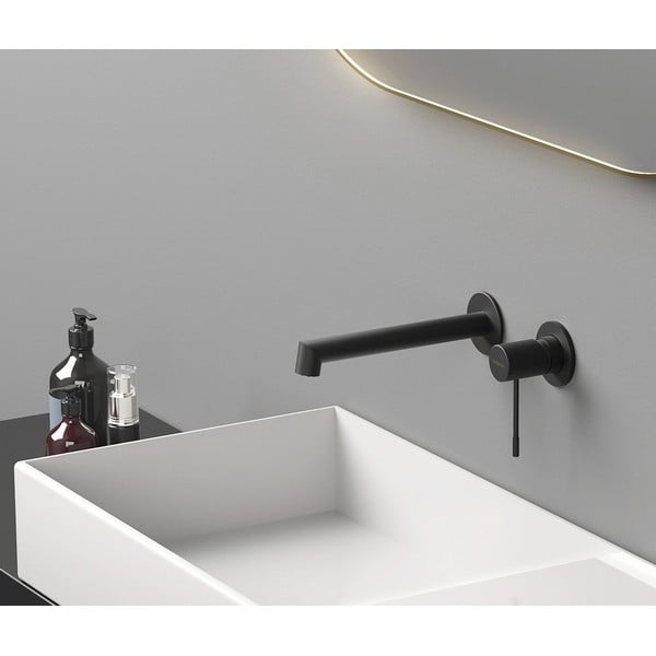 Kriauklei čiaupas matinės juodos spalvos po priedanga (su 1 lizdu) Solaris – Sapho-image-1