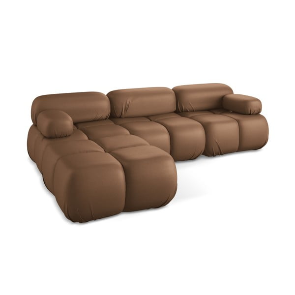 Rudos spalvos iš dirbtinės odos modulinė kampinė sofa Lokua – Makamii-image-4