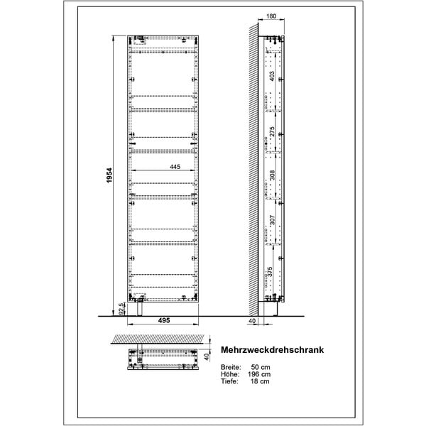 Natūralios spalvos koridoriaus spintelė iš ąžuolo 50x195x18 cm Rotary – Germania-image-4