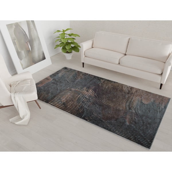 Tamsiai žalios spalvos plaunamas kilimas 150x80 cm - Vitaus-image-1