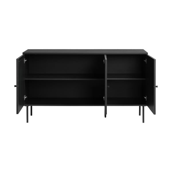 Juoda žema ąžuolinė komoda 140x80 cm Pensacola - Unique Furniture-image-2