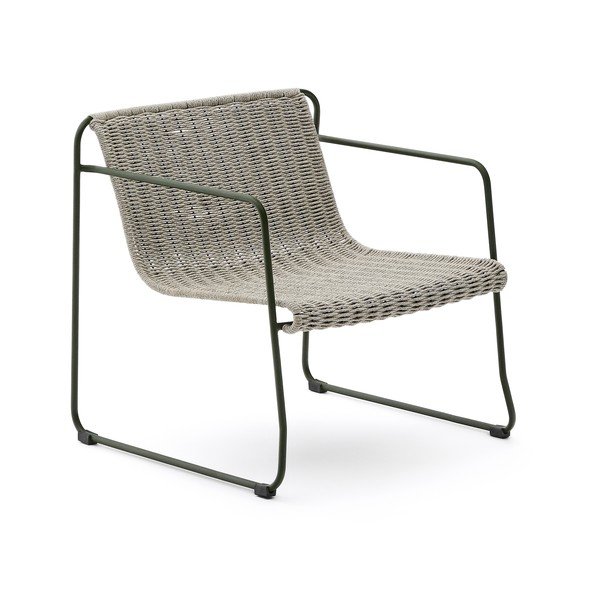 Pilkai žalios spalvos metalinis sodo krėslas Maurina – Kave Home