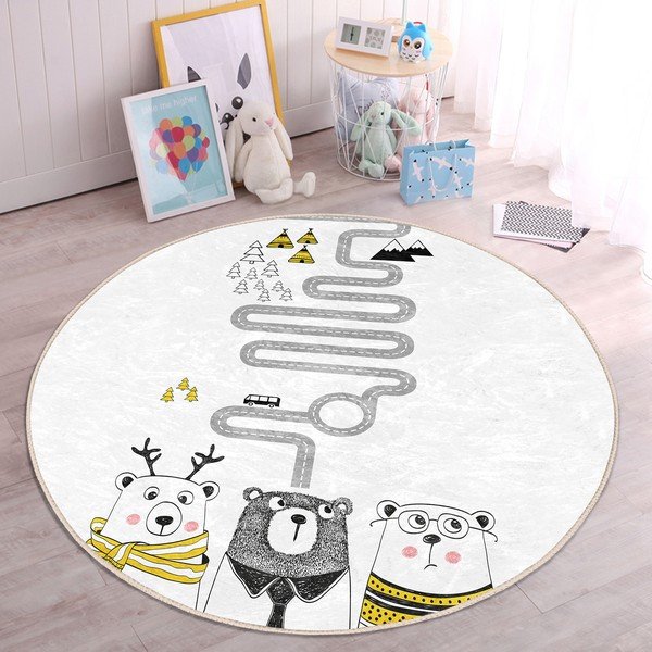 Vaikiškas kilimas baltos spalvos ø 100 cm Comfort – Mila Home-image-3