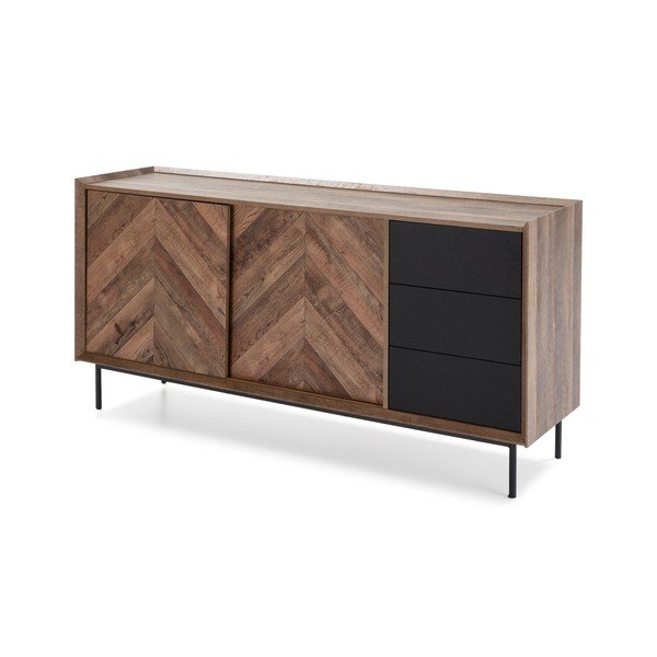 Ąžuolo apdailos juodos spalvos komoda Marceric Utah-image-3