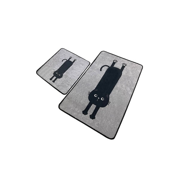 Juodos spalvos/pilkos spalvos vonios kilimėliai 2 vnt. 60x100 cm Comfort – Foutastic-image-4