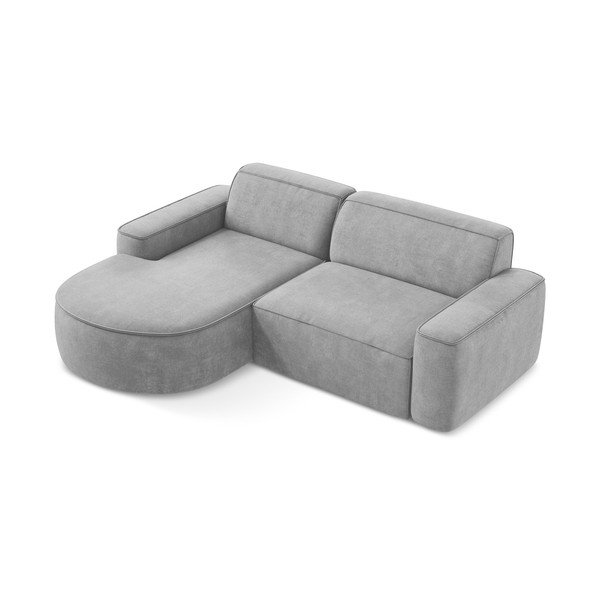 Šviesiai pilkos spalvos iš šenilinio audinio kampinė sofa (su kairiuoju kampu/su gultu) Omao – Makamii-image-4