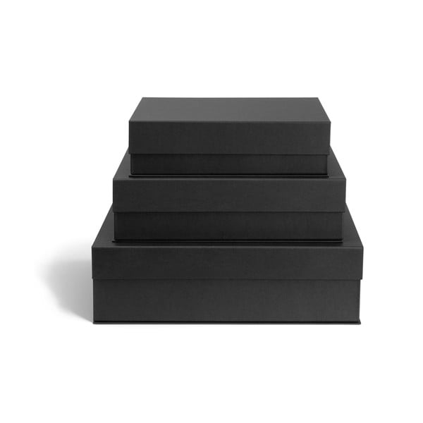 Tamsiai pilkos spalvos iš kartono daiktadėžės su dangčiu 3 vnt. 42,5x29,5x13 cm Kian Paper Laminate – Bigso-image-4