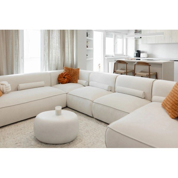 Kampinė sofa kreminės spalvos (su dešiniuoju kampu/„U“ formos) Flex Felix – Miuform-image-1