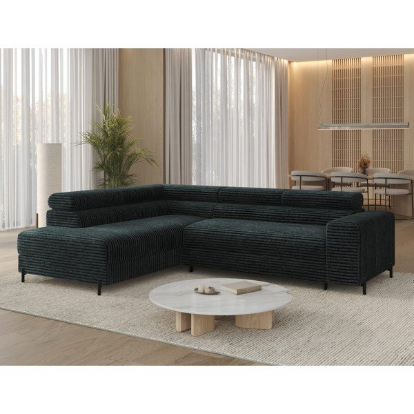 Žalios spalvos kampinė sofa iš kordinio velveto (su kairiuoju kampu/„L“ formos) Colesio – ELTAP-image-4