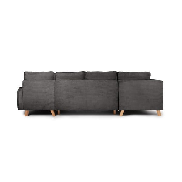 Iš kordinio velveto sulankstoma kampinė sofa pilkos spalvos (su kairiuoju kampu/„U“ formos) Tori – Bonami Selection-image-4