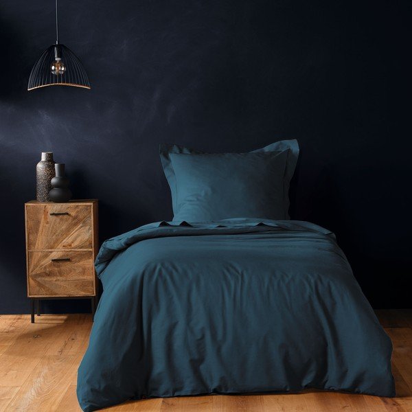 Smaragdinės spalvos iš medvilnės viengulis antklodės užvalkalas 140x200 cm Lina – douceur d'intérieur-image-1