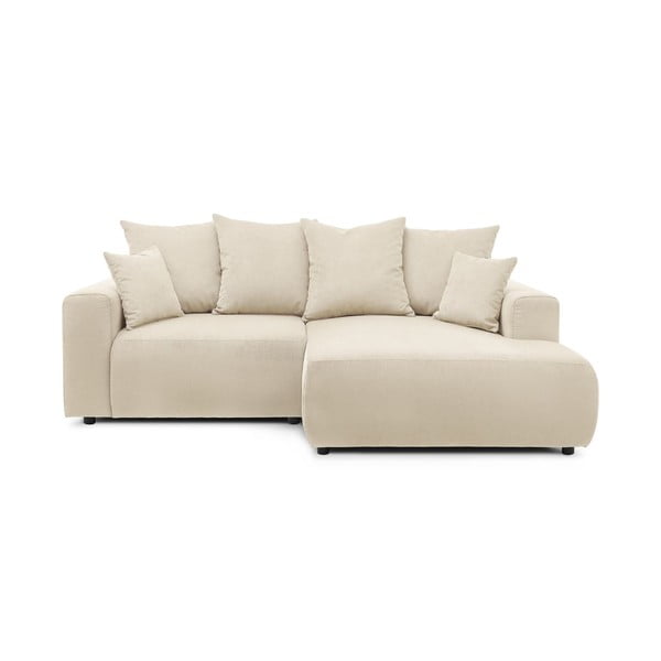 Iš velveto kampinė sofa kreminės spalvos Enjoy – Bobochic Paris