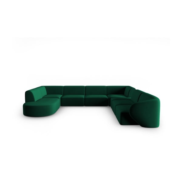 Žalios spalvos iš velveto kampinė sofa (su dešiniuoju kampu/„U“ formos) Paolo – Milo Casa