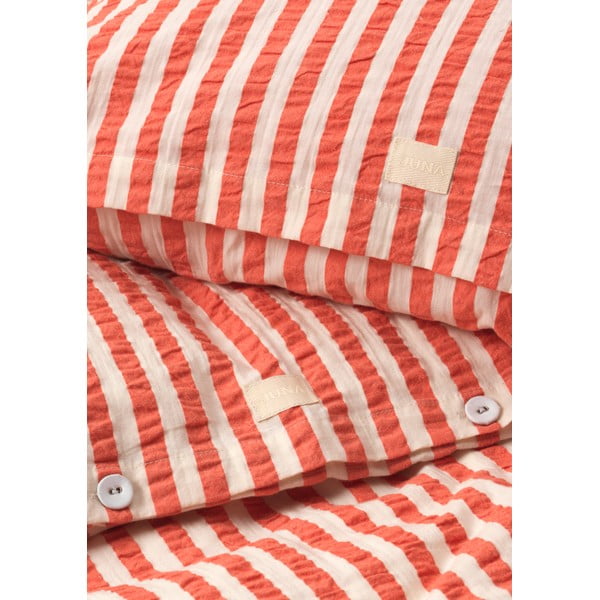 Viengulė patalynė raudonos plytų spalvos/smėlio spalvos banguotos tekstūros 140x200 cm Bæk&Bølge – JUNA-image-3