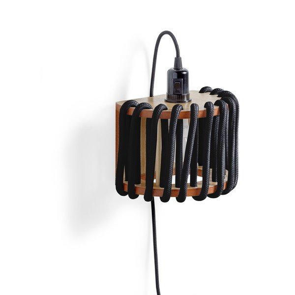 Juodas sieninis šviestuvas su medine konstrukcija EMKO Macaron, 20 cm ilgio-image-3