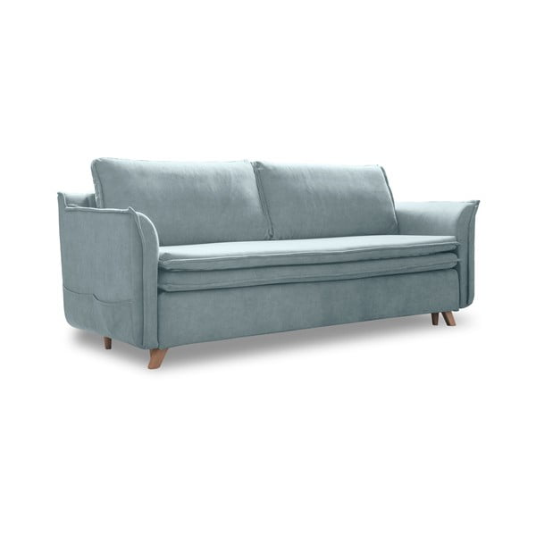 Iš velveto sulankstoma sofa šviesiai mėlynos spalvos 225 cm Charming Charlie – Miuform