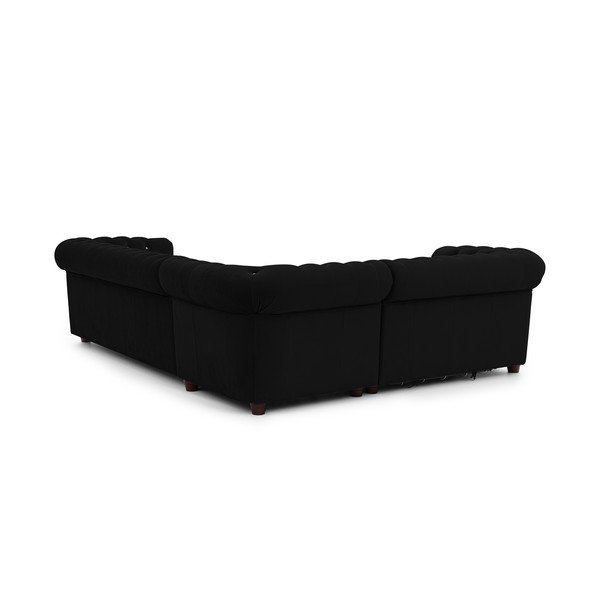 Juodos spalvos sulankstoma kampinė sofa iš velveto (su kairiuoju kampu/„L“ formos) York Blik – Ropez-image-3