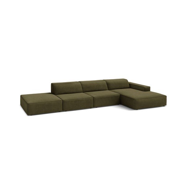 Khaki spalvos modulinė kampinė sofa iš velveto (su dešiniuoju kampu/su gultu) Jodie – Micadoni -image-2