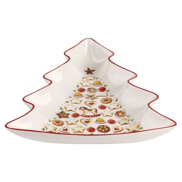 Raudonos ir baltos spalvos porcelianinis eglutės formos indas Villeroy & Boch Tree-image-1