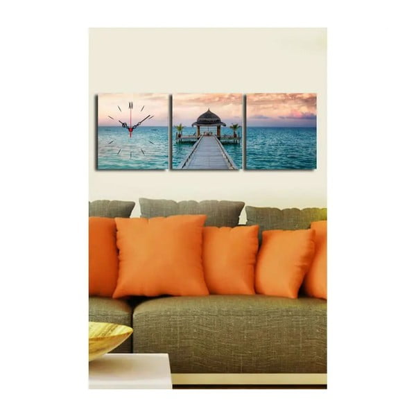 Paveikslas su laikrodžiu Prieplaukoje, 90 x 28 cm-image-1