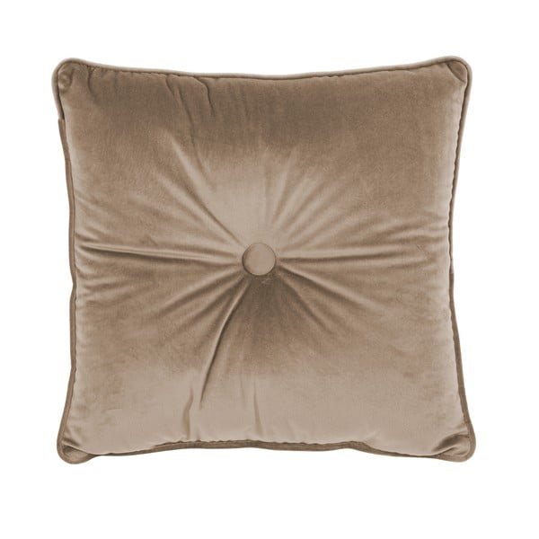 Šviesiai ruda Tiseco Home Studio Velvet Button pagalvė, 45 x 45 cm