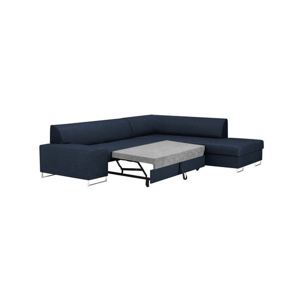 Mėlyna kampinė sofa-lova su sidabrinėmis kojelėmis "Cosmopolitan Design Orlando", dešinysis kampas-image-4