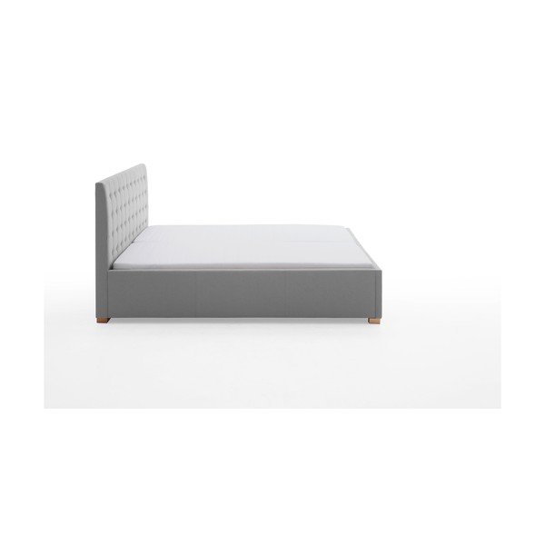 Šviesiai pilkos spalvos dvigulė lova audiniu dengta be grotelių 180x200 cm Malia – Meise Möbel-image-3