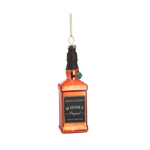 Iš stiklo rankų darbo eglutės papuošimas 12 cm Whisky Bottle – Sass & Belle