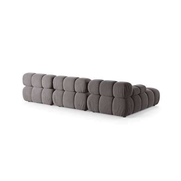 Šviesiai pilkos spalvos modulinė kampinė sofa iš velveto (su kairiuoju kampu/su gultu) – Micadoni -image-2