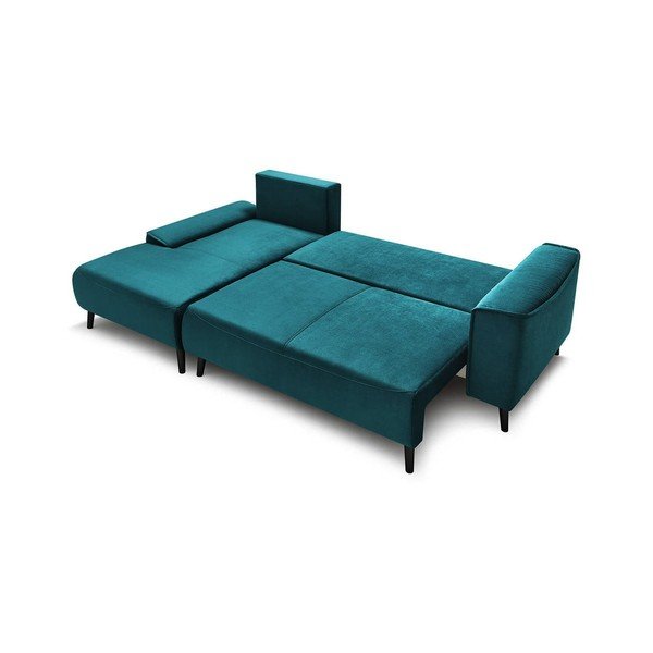 "Bobochic Paris Hera Bis" benzininio aksomo kampinė sofa-lova, kairysis kampas-image-3