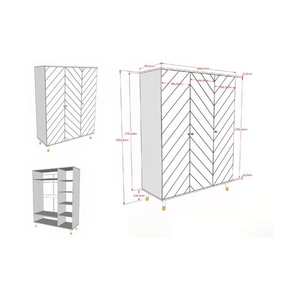 Vaikiška spinta baltos spalvos 150x200 cm BILLY – Vipack-image-2