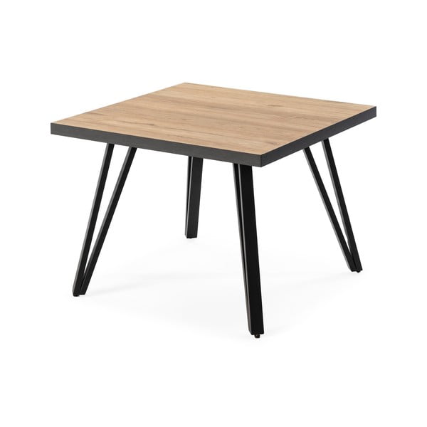Juodas/natūralios medienos spalvos kavos staliukas su ąžuoliniu stalviršiu 60x60 cm Sindi - Marckeric
