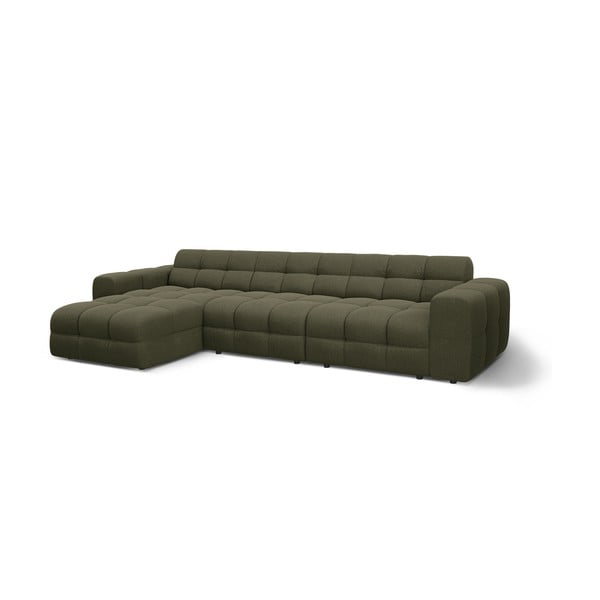 Žalios spalvos kampinė sofa (su kairiuoju kampu/su gultu) Kendal – Micadoni -image-3