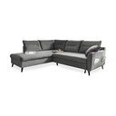 Šviesiai pilkos spalvos aksominė kampinė sofa Miuform Stylish Stan L, kairysis kampas