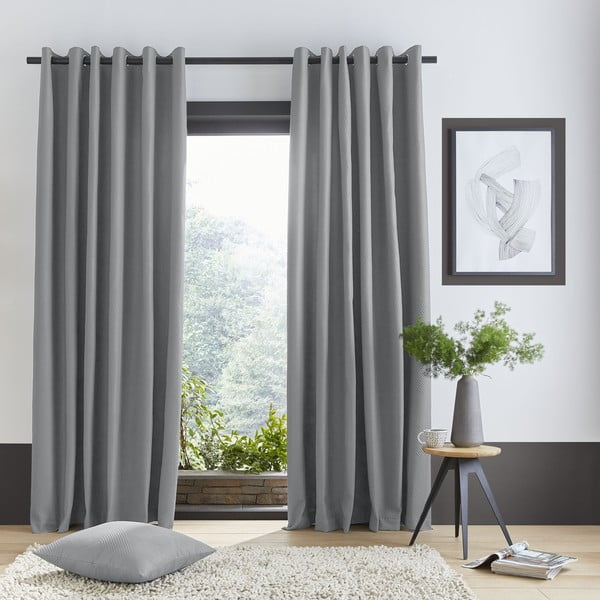 Pilkos spalvos užuolaidos, 2 vnt., 229x168 cm Pinsonic - Catherine Lansfield-image-1