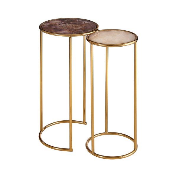 Apvalios formos šoniniai stalai 2 vnt. su akmens stalviršiu ø 31 cm Vita – Premier Housewares
